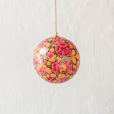 7.5cm Kashmiri Bauble - Russian Floral Pink
