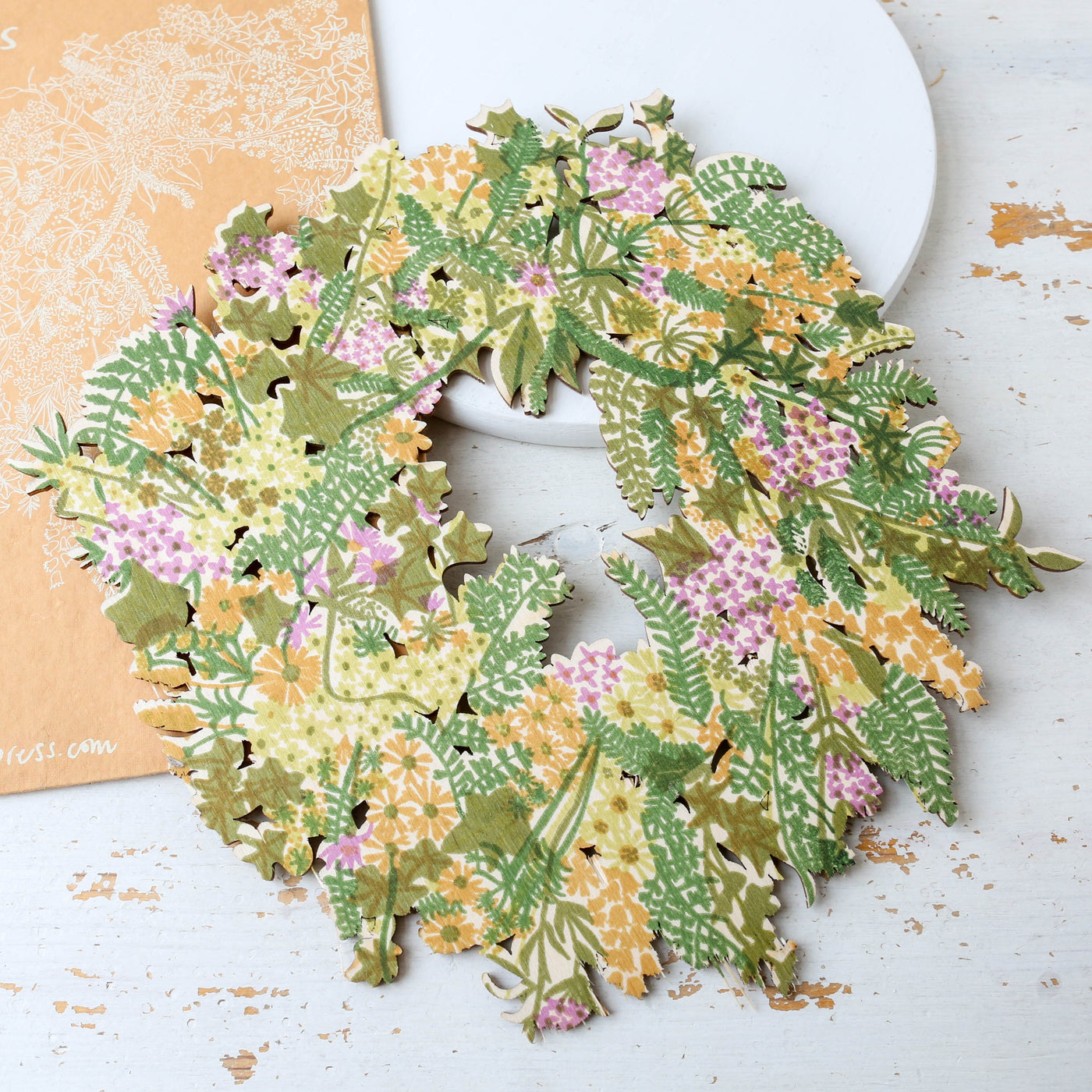Wooden Printed Spring Wreath