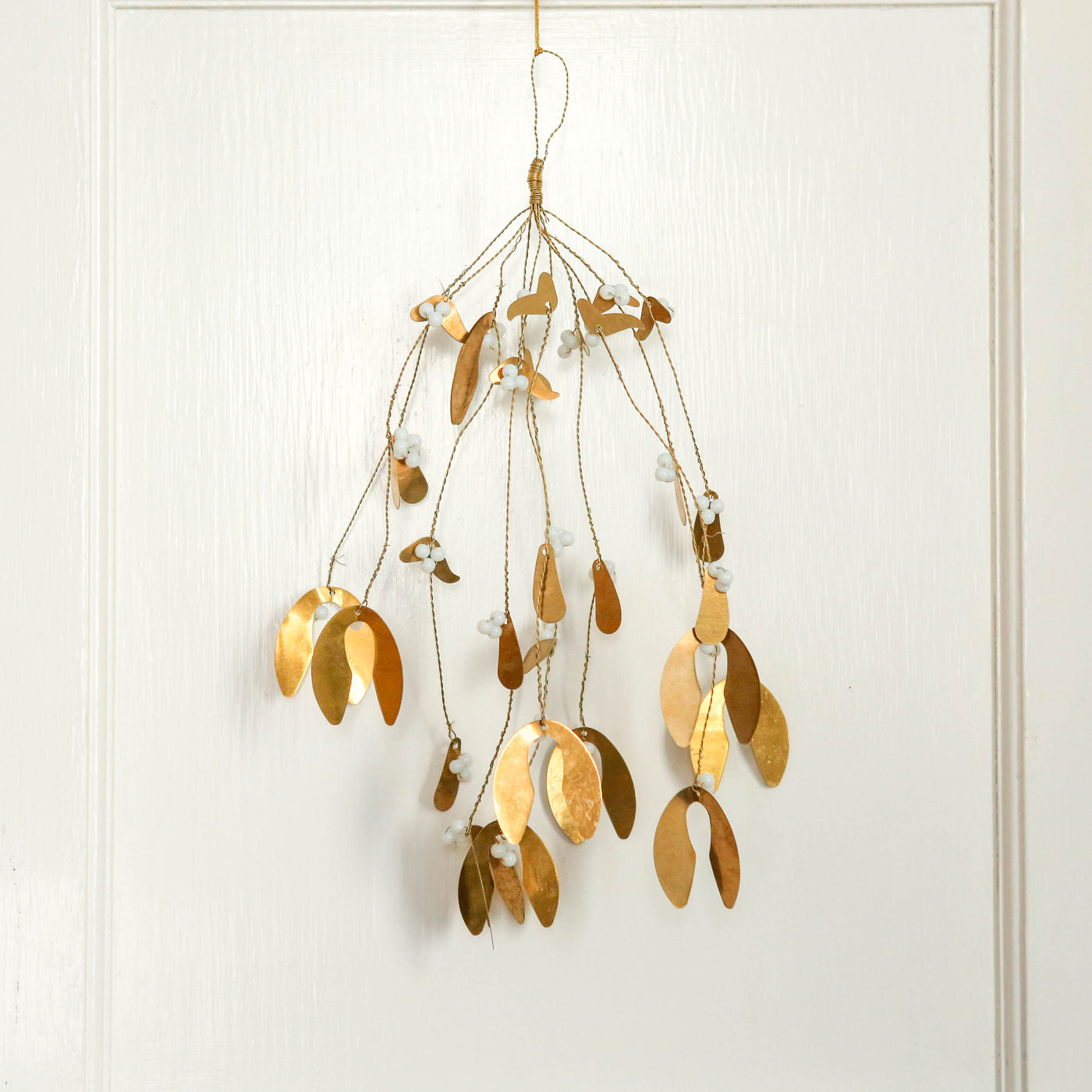 Mistletoe Bunch Gold & White Berry Hanging Ornament