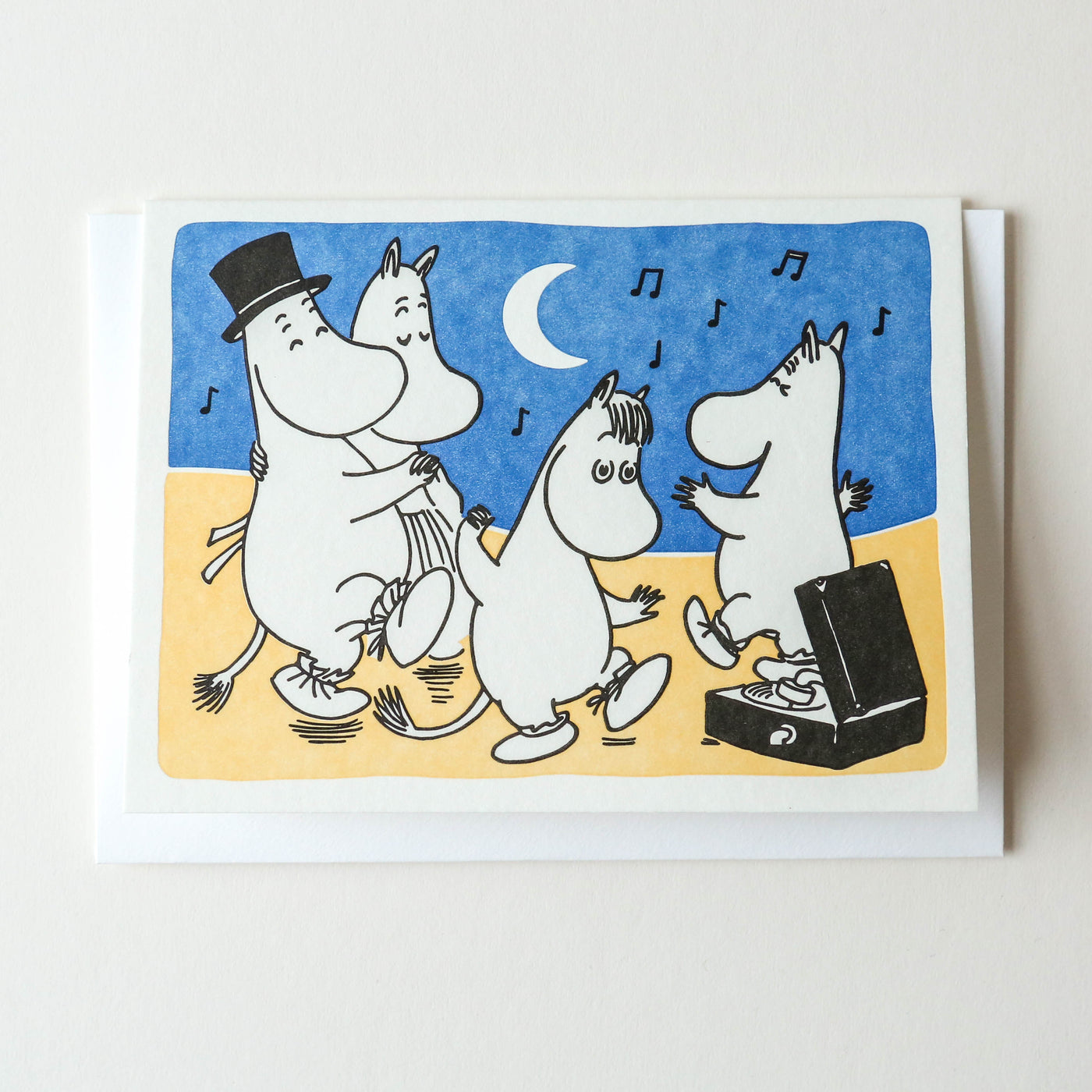 Moomin Moonlight Beach Party Letterpress Greetings Card