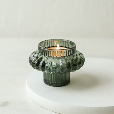 Glass 'Duo' Candle Holder - Green