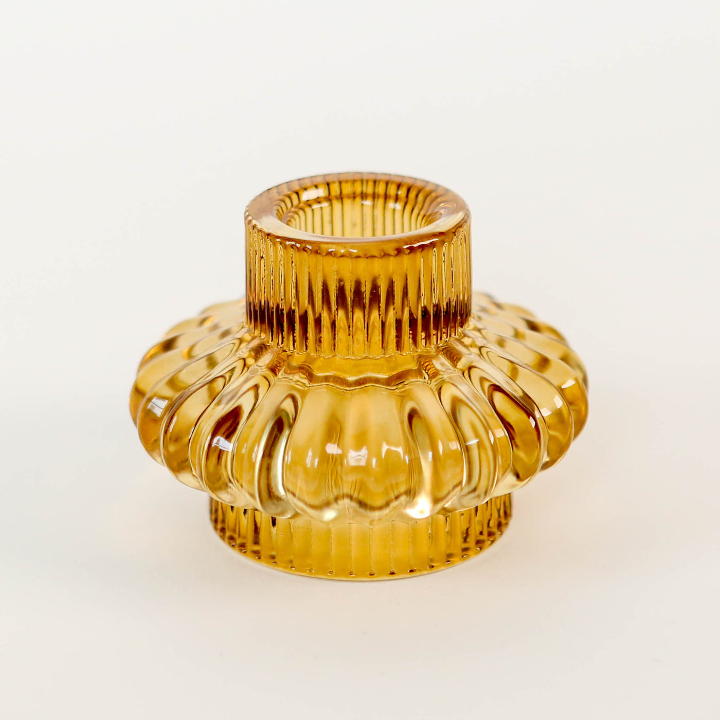 Glass 'Duo' Candle Holder - Amber