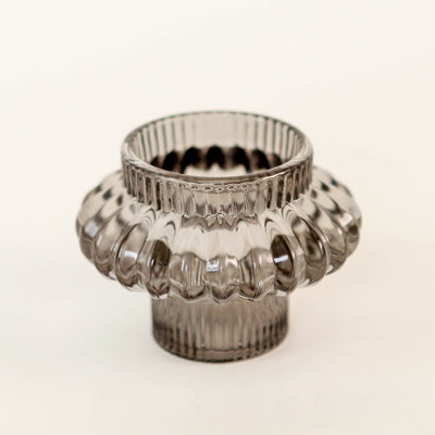 Glass 'Duo' Candle Holder - Grey