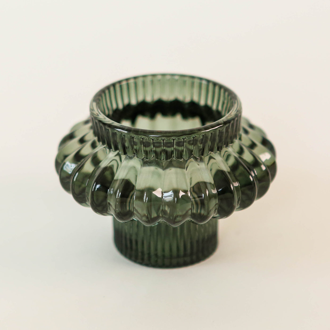 Glass 'Duo' Candle Holder - Green