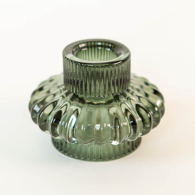 Glass 'Duo' Candle Holder - Green