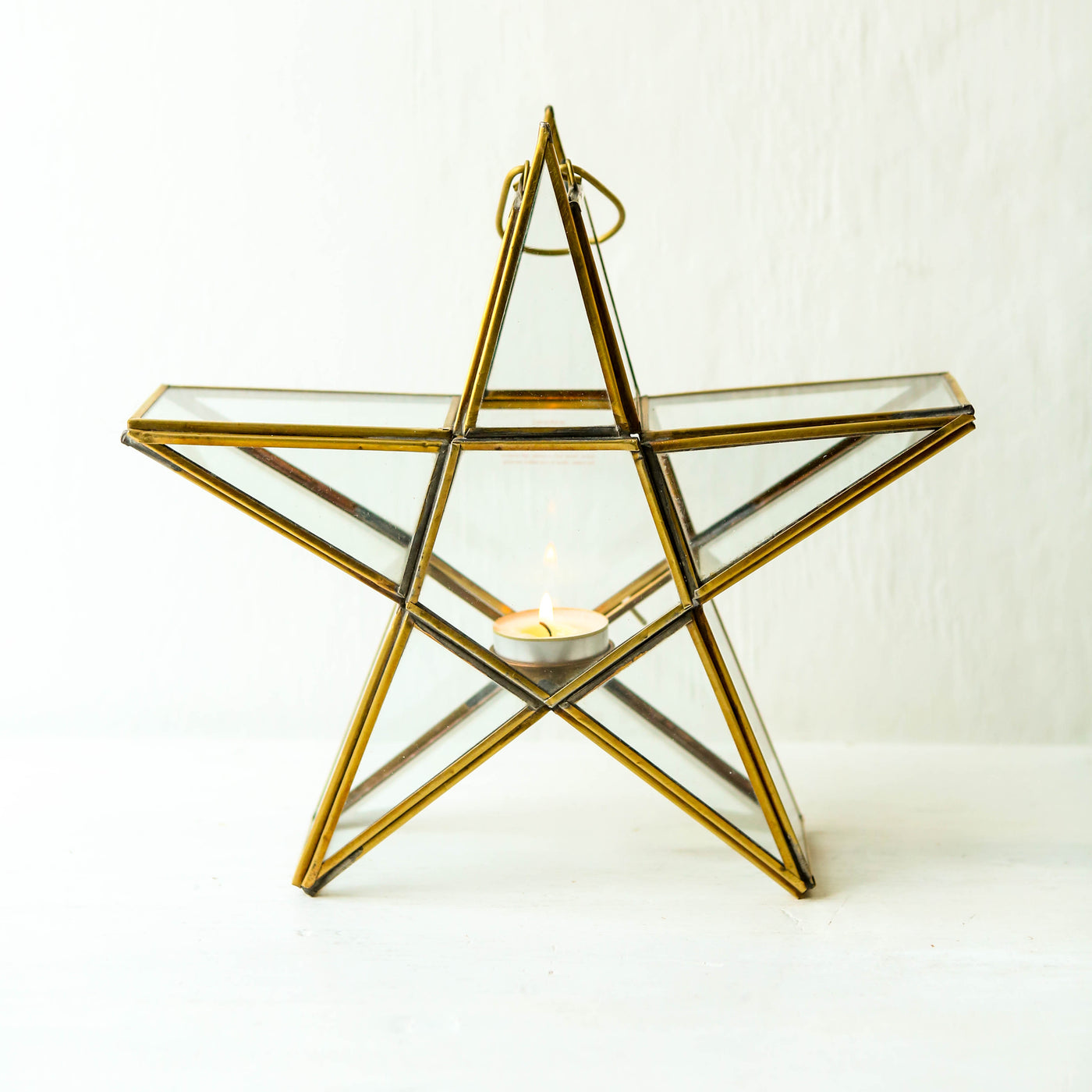 Sanwi Standing Brass Star Lantern