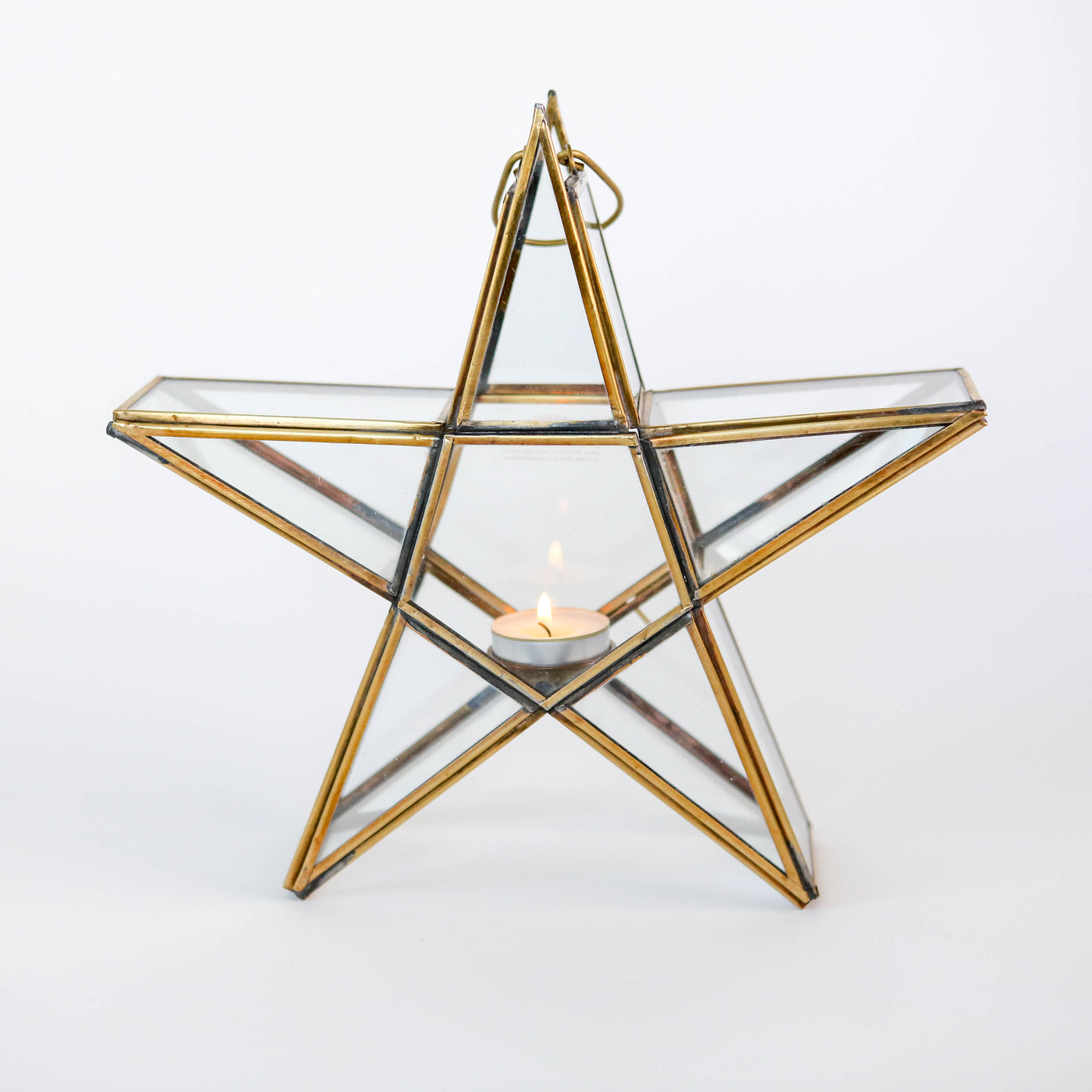 Sanwi Standing Brass Star Lantern