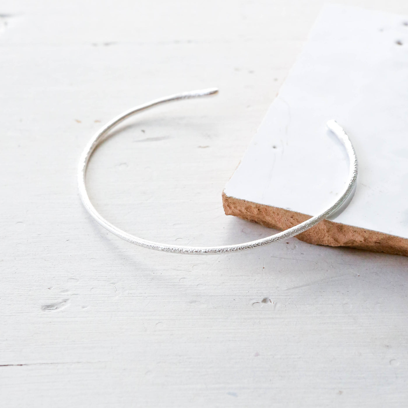 Molten Silver Open Bangle