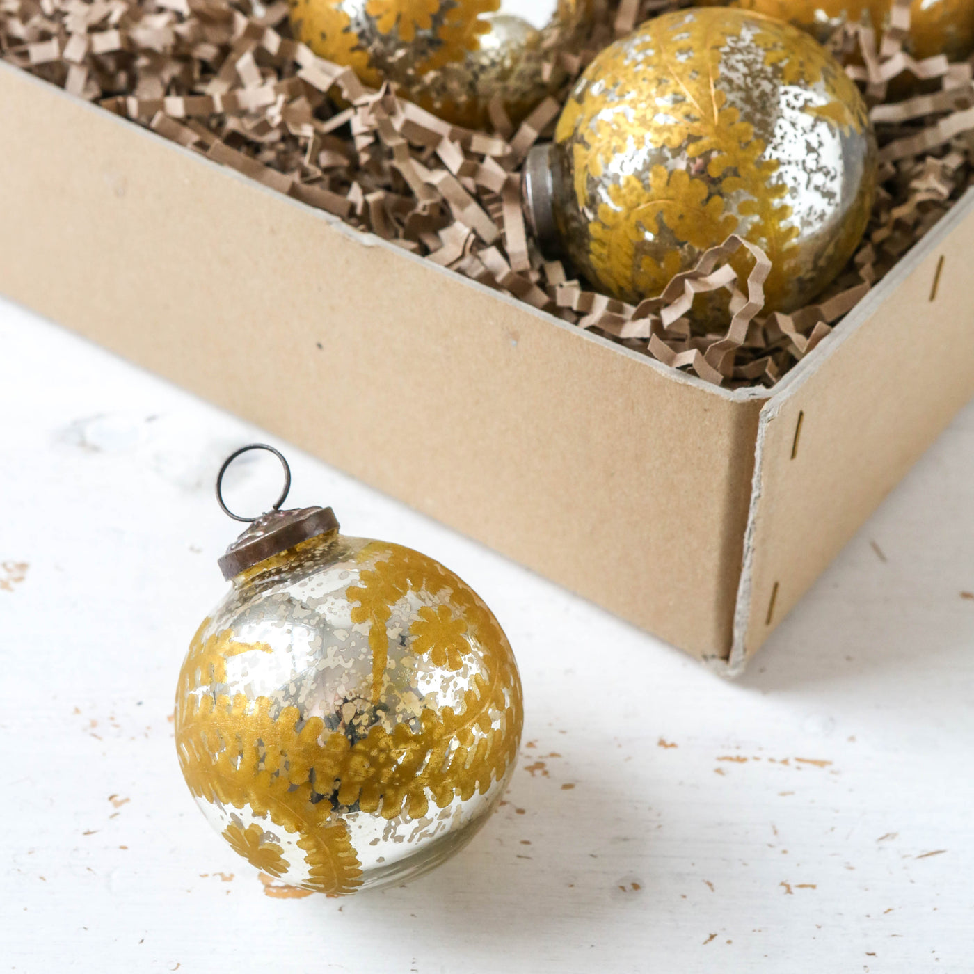 7.5cm Cut Glass Bauble - Gold