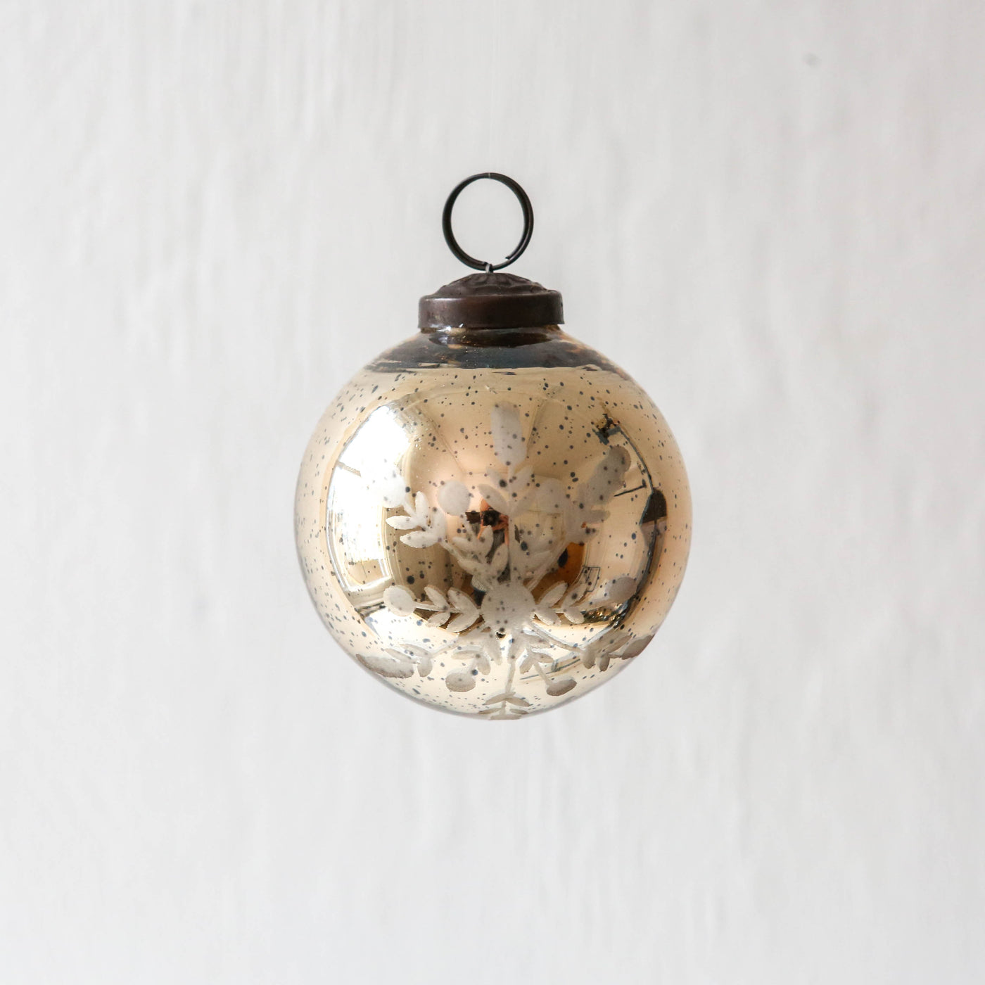 8cm Cut Glass Snowflake Bauble - Antiqued Gold