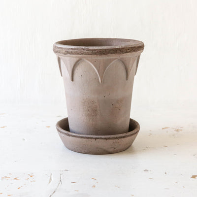 12cm Elizabeth Plant Pot & Saucer - Grey