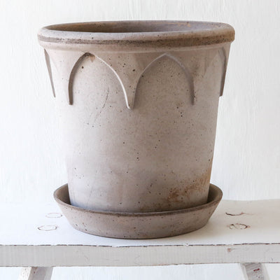 25cm Elizabeth Plant Pot & Saucer - Grey