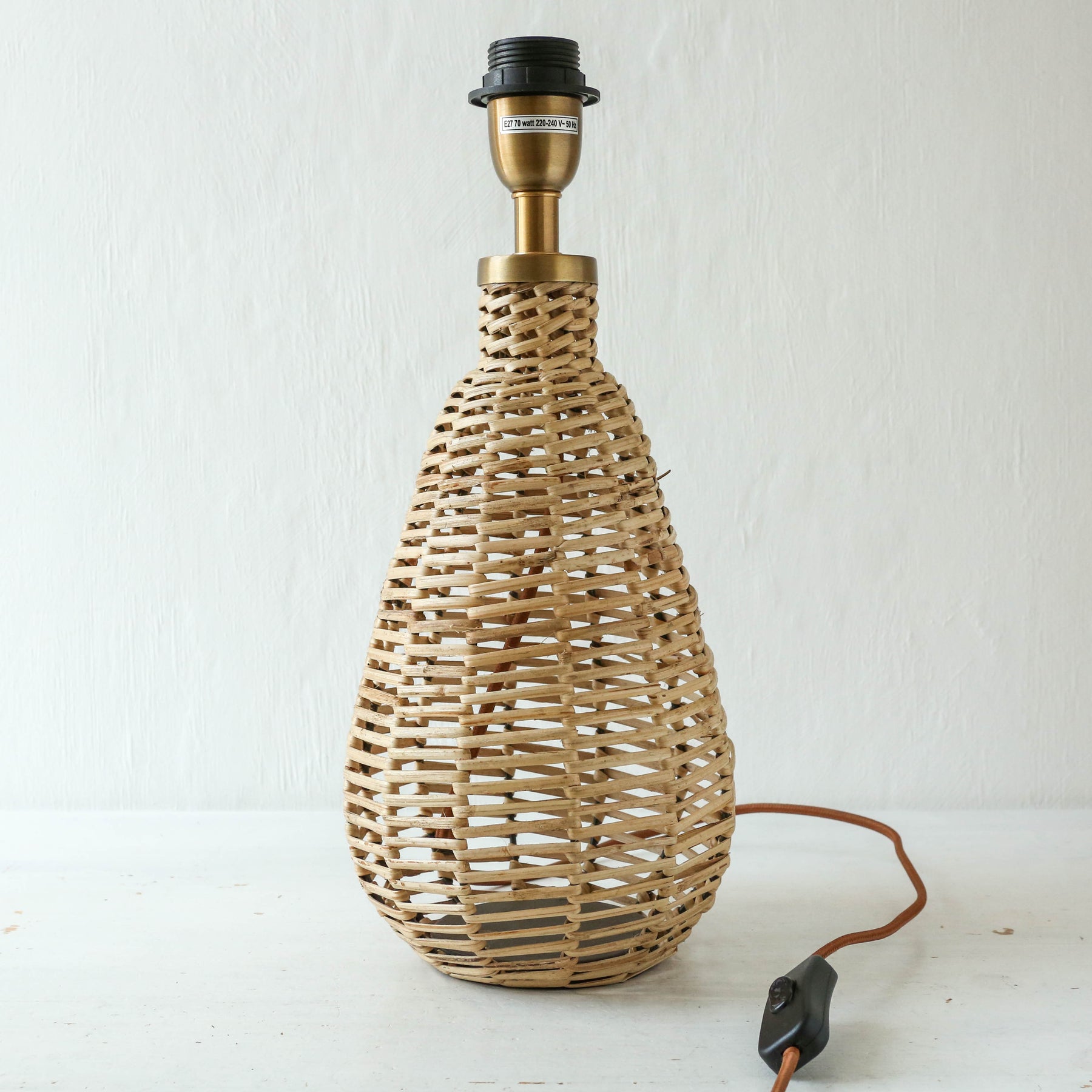 Nkuku Darma Wicker Lamp Base Small Tall Berylune