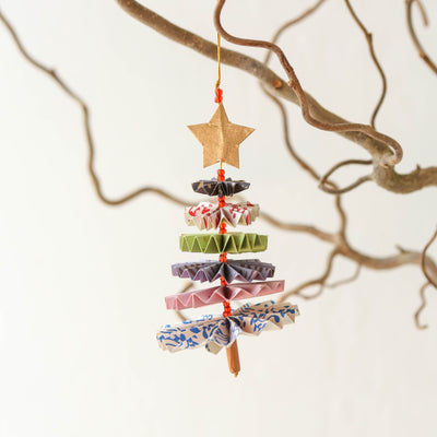 Paper Fir Tree Christmas Decoration - Multicolour