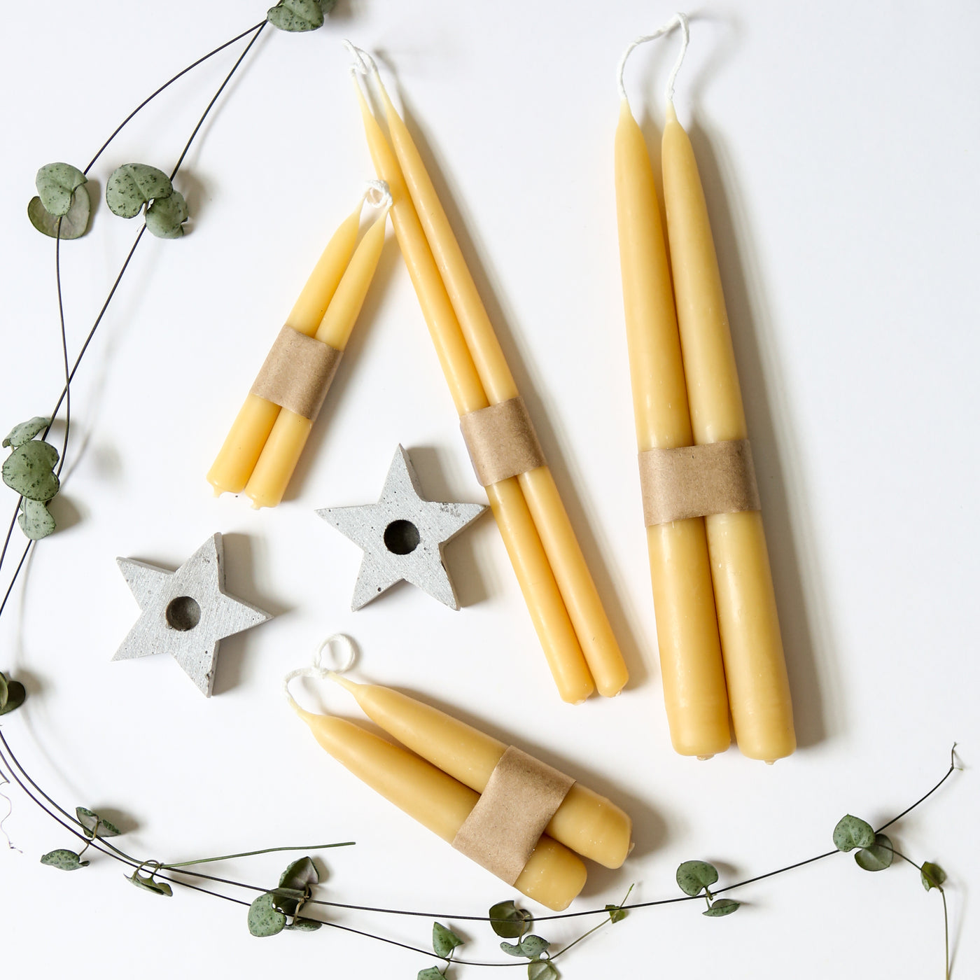 11cm Hand Dipped Beeswax Candles - Pair