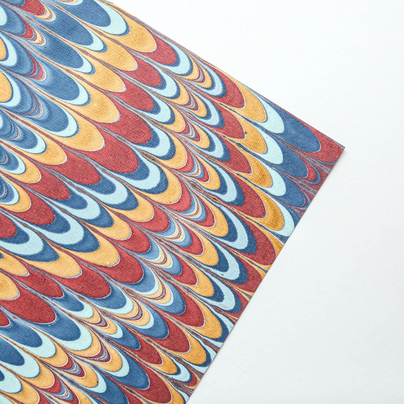 Hand Marbled Wrap - Crimson & Blue Scallops