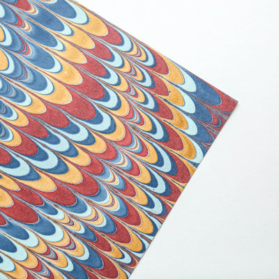 Hand Marbled Wrap - Crimson & Blue Scallops