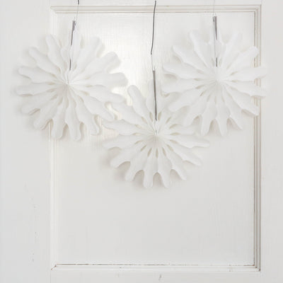SALE Paper Decoration - Pack of Three Modern Snowflake Fans (20cm)