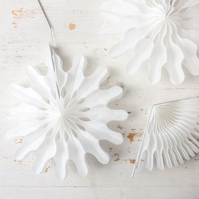 SALE Paper Decoration - Pack of Three Modern Snowflake Fans (20cm)