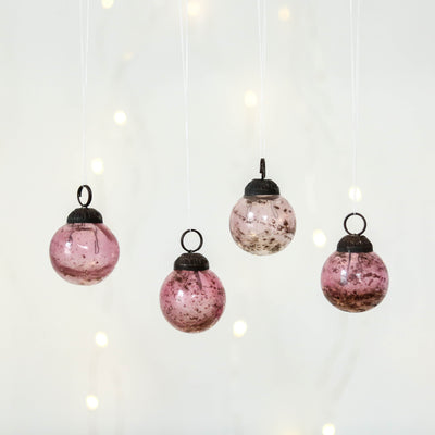 3cm Pebbled Glass Baubles, set of 4 - Rose