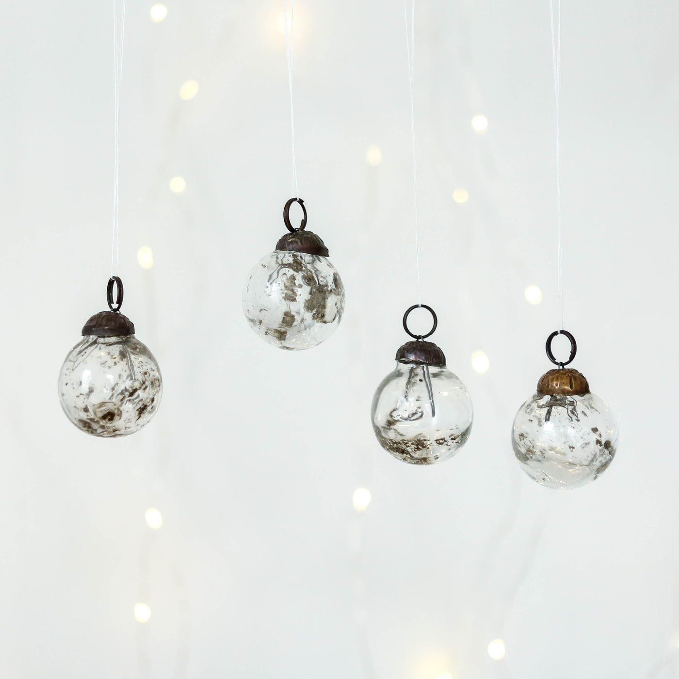 3cm Pebbled Glass Baubles, set of 4 - Clear