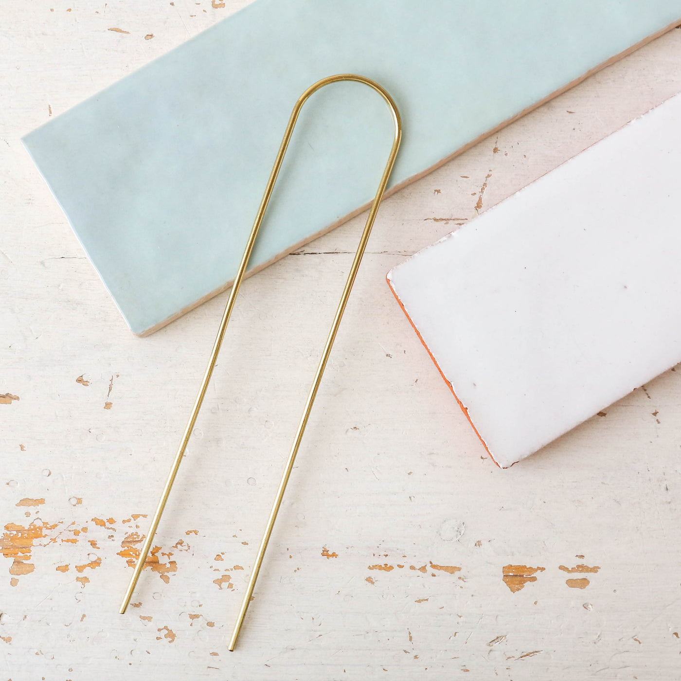 'Lizzie' Minimal Brass Hair Pin - Straight