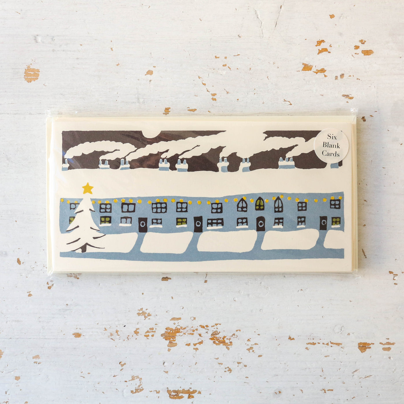 Pack of 6 Long Cards Chimneys Christmas