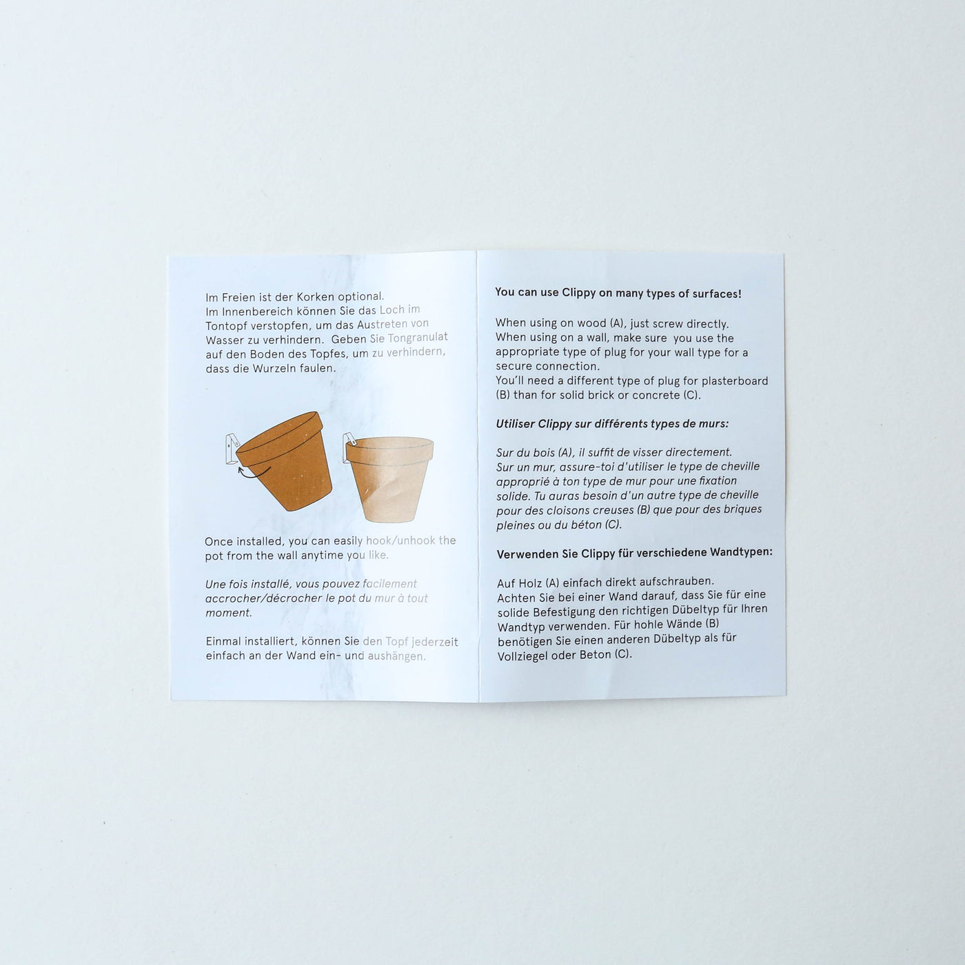 Clippy – Wall mounting kit for 5 plant pots