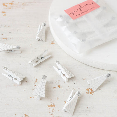 8 Mini Wooden Christmas Tree Pegs