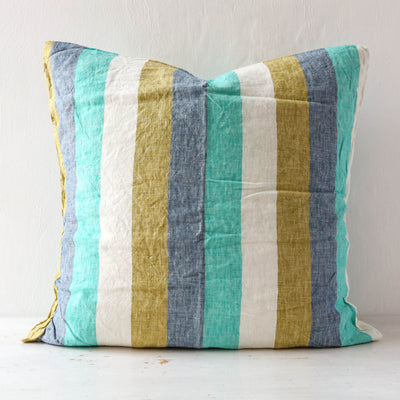 'Lagoon Stripe' Linen Cushion Cover