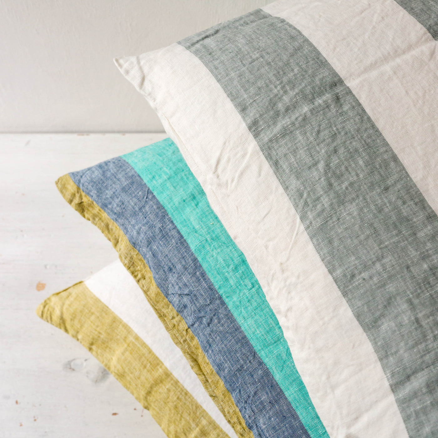 'Lagoon Stripe' Linen Cushion Cover