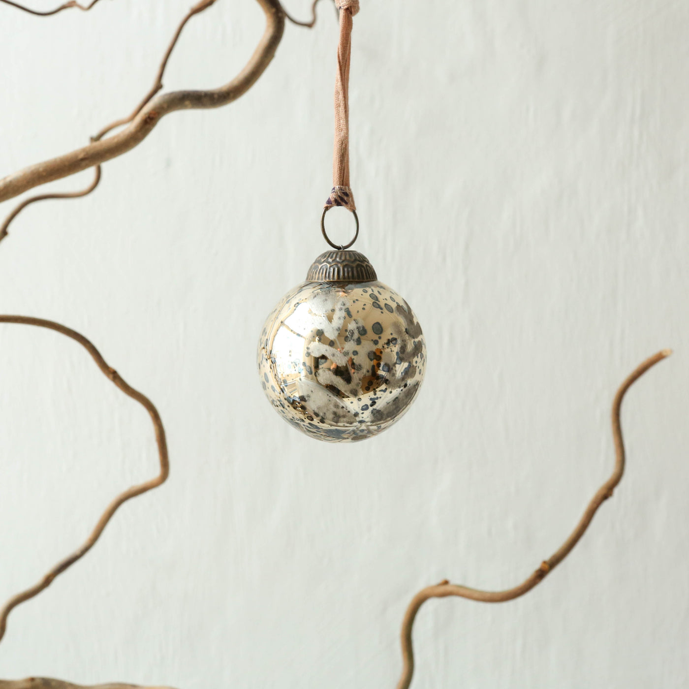 6cm Antique Gold Recycled Glass Bauble