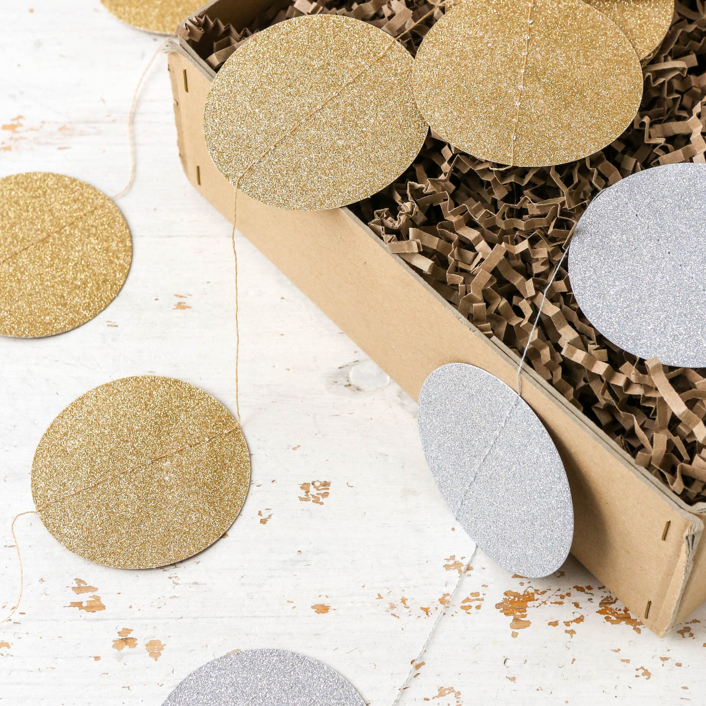 1.7m Glittery Paper Disc Garland - Large