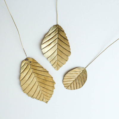 Large Brass Leaf Decorations - Beech Leaves