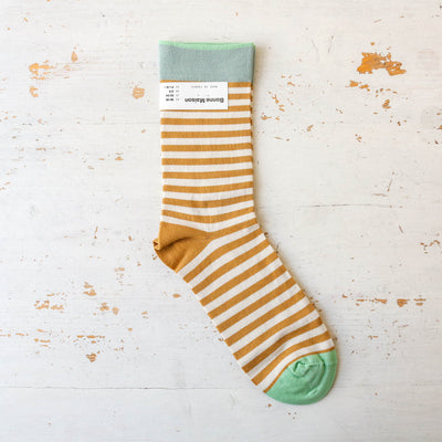 Bonne Maison Socks - Stripe Ochre