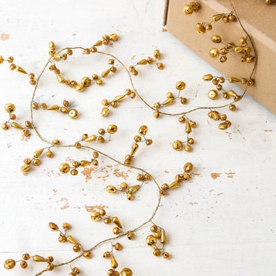 Antique Gold Jingle Bell Garland - 1.8m