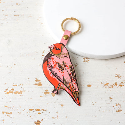 Finch Shaped Leather Keyring