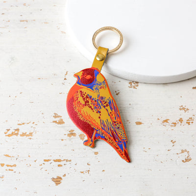 Finch Shaped Leather Keyring