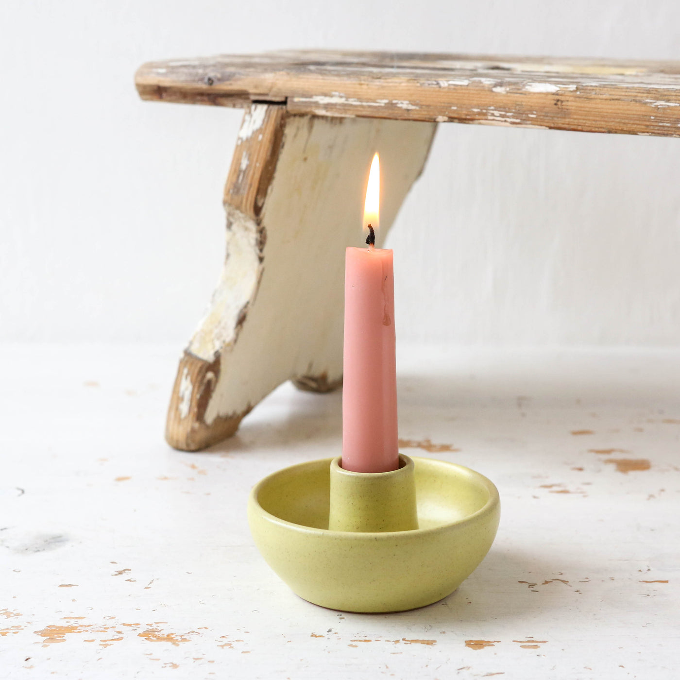 Selma Stoneware Candle Holder - Yellow