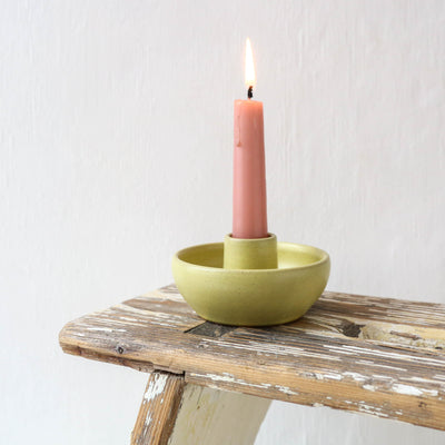 Selma Stoneware Candle Holder - Yellow