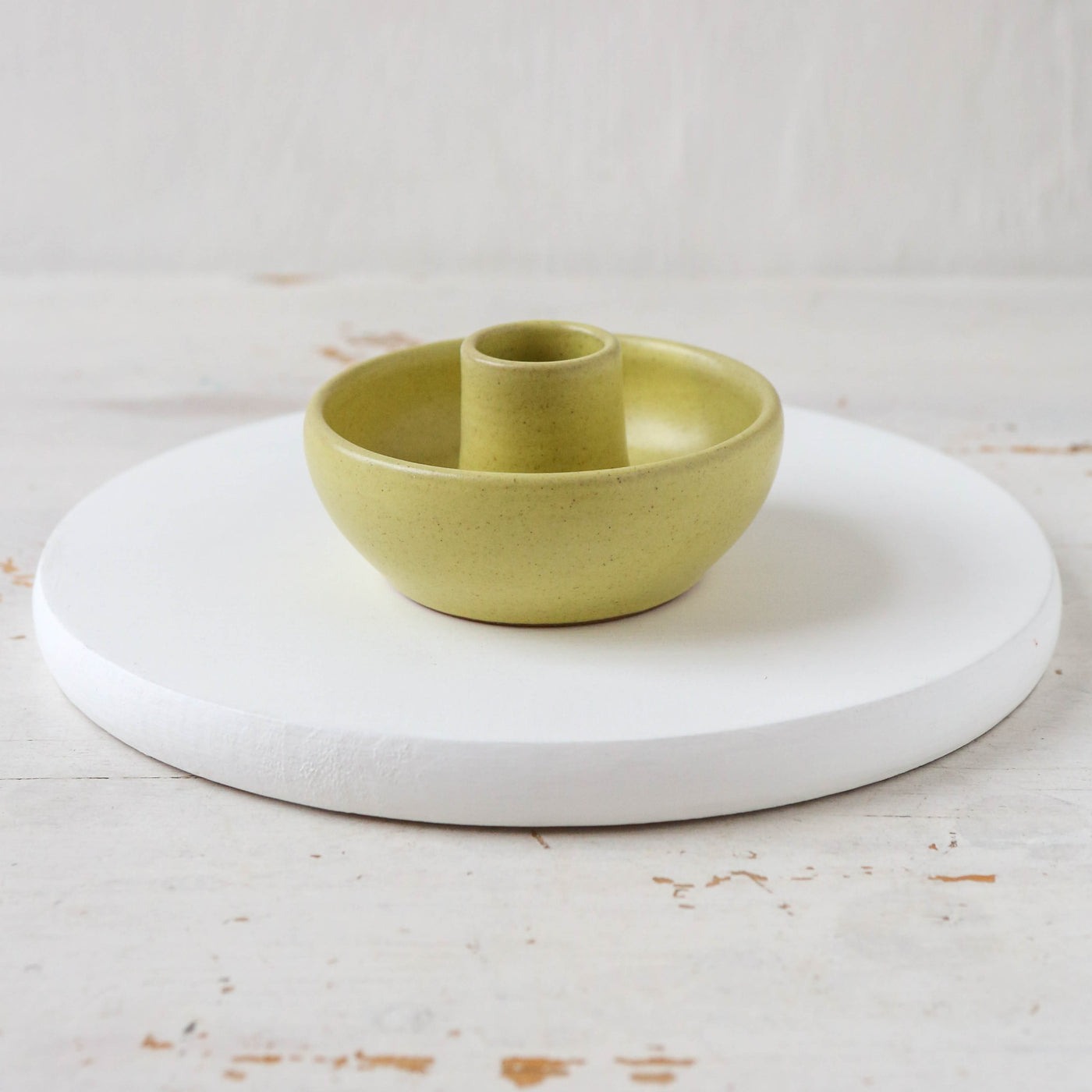 Selma Stoneware Candle Holder - Yellow