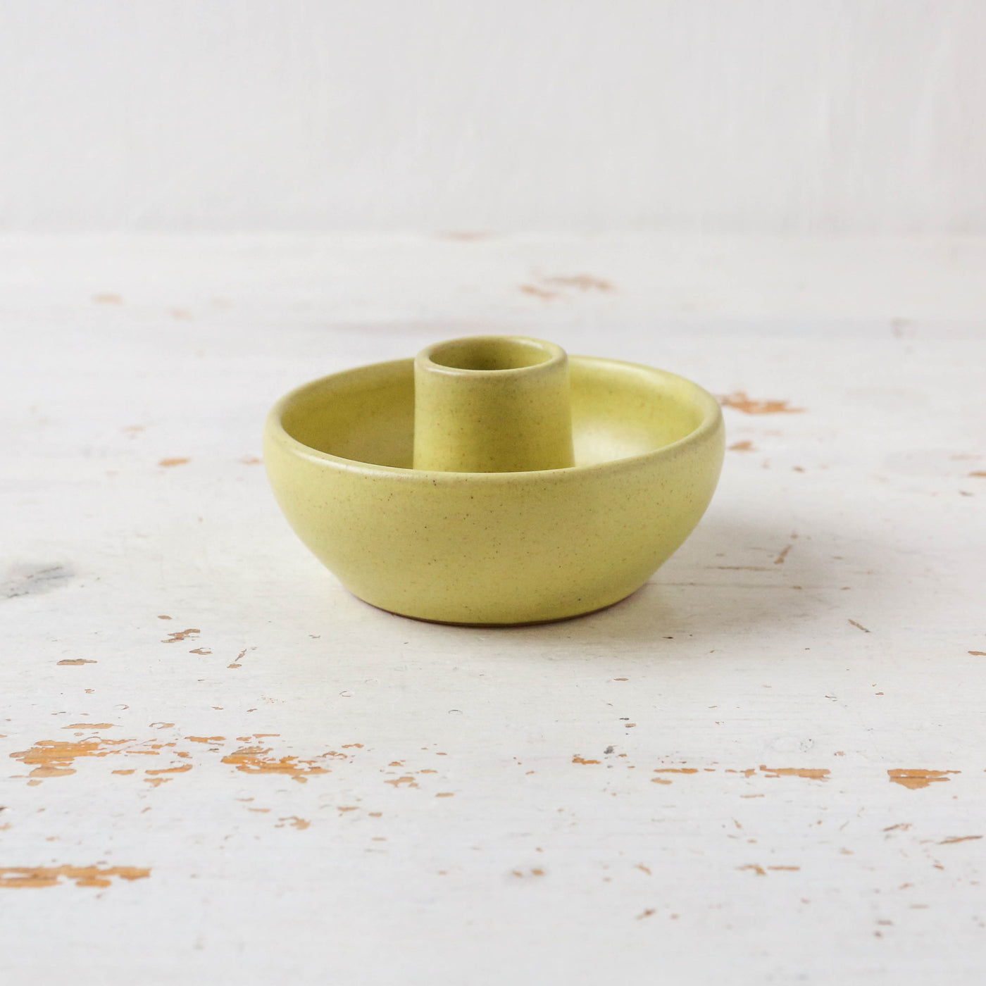 Selma Stoneware Candle Holder - Yellow