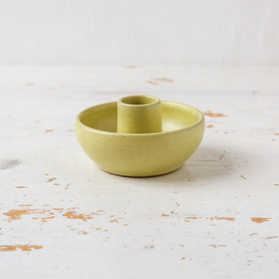 Selma Stoneware Candle Holder - Yellow