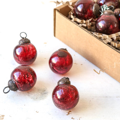 3cm Pebbled Glass Baubles, set of 4 - Rhododendron