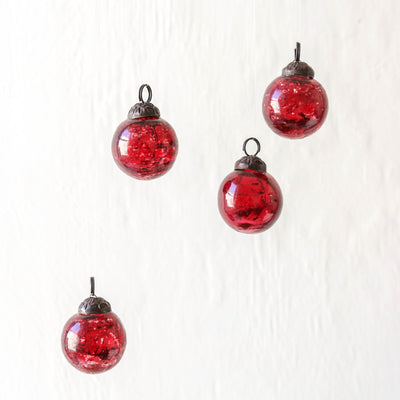 3cm Pebbled Glass Baubles, set of 4 - Rhododendron