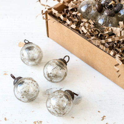 3cm Pebbled Glass Baubles, set of 4 - Clear