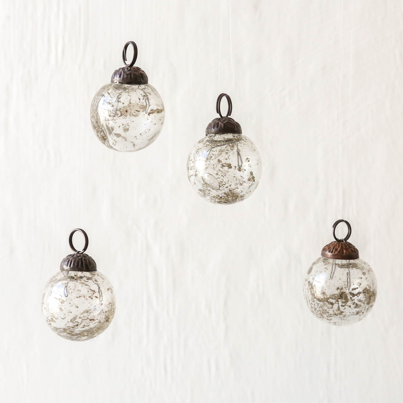 3cm Pebbled Glass Baubles, set of 4 - Clear