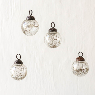 3cm Pebbled Glass Baubles, set of 4 - Clear
