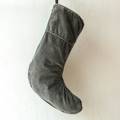 Velvet Christmas Stocking - Dark Grey