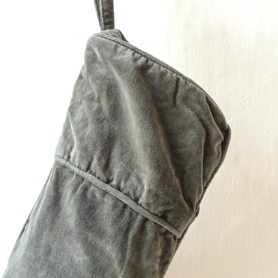 Velvet Christmas Stocking - Dark Grey